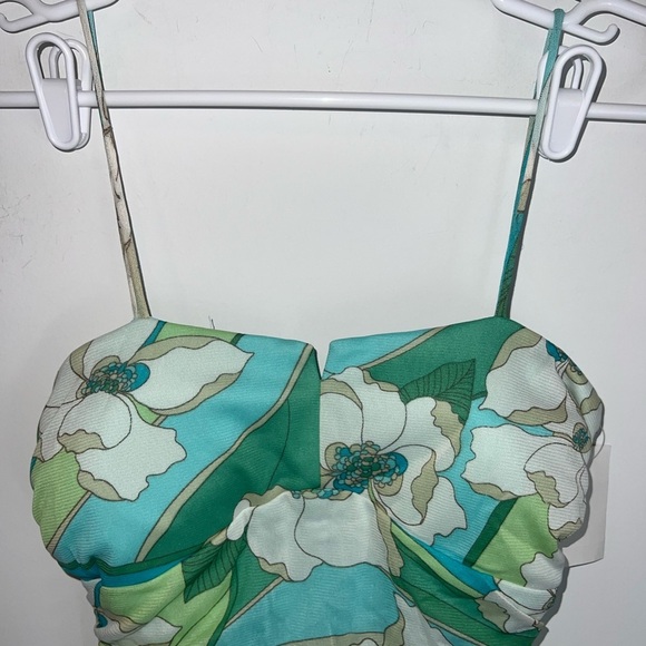 Vintage Y2K green floral midi dress medium - Picture 5 of 11